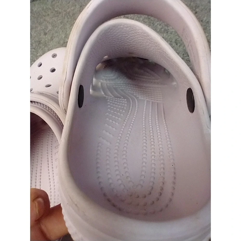 Crocs Classic Clog Kids Size J4 Pink Lavender Spartan Helmet Charm